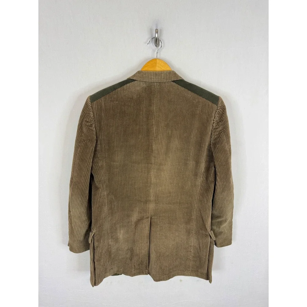 Sidi Club Vintage Mens Corduroy Blazer Brown Olive Shoulder Italy 40S Short 80s
